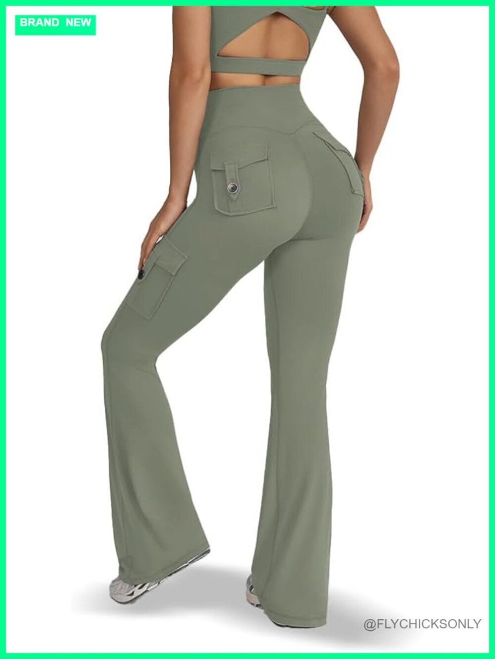 Flare Leggings with Pockets High Waisted Tummy Control Yoga Pants Squat Proof